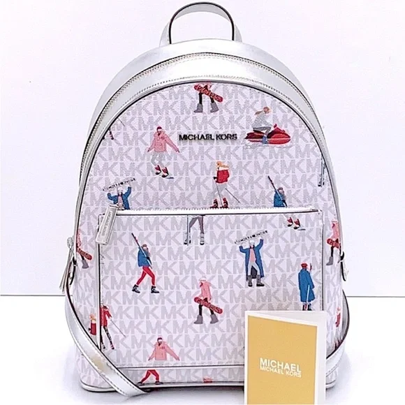Michael Kors Jet Set Girls Adina Medium Backpack Signature Bright White MK Multi Michael Kors Jet Set Girls Adina Medium Backpack Signature  main image 2